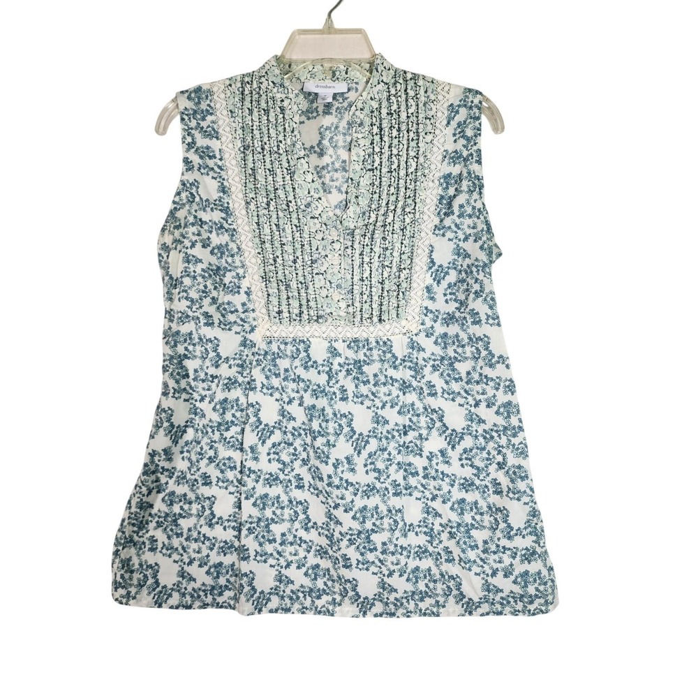 Dressbarn M 100% Cotton Floral Pintuck Boho Peasant Top Cottagecore Vacation